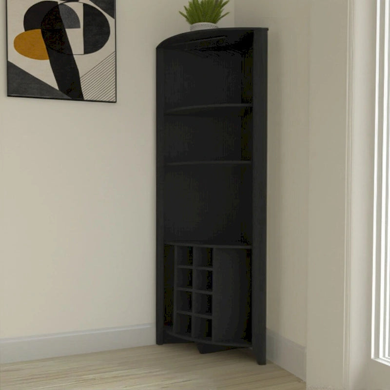 71" Zwart houten hoekbarkast