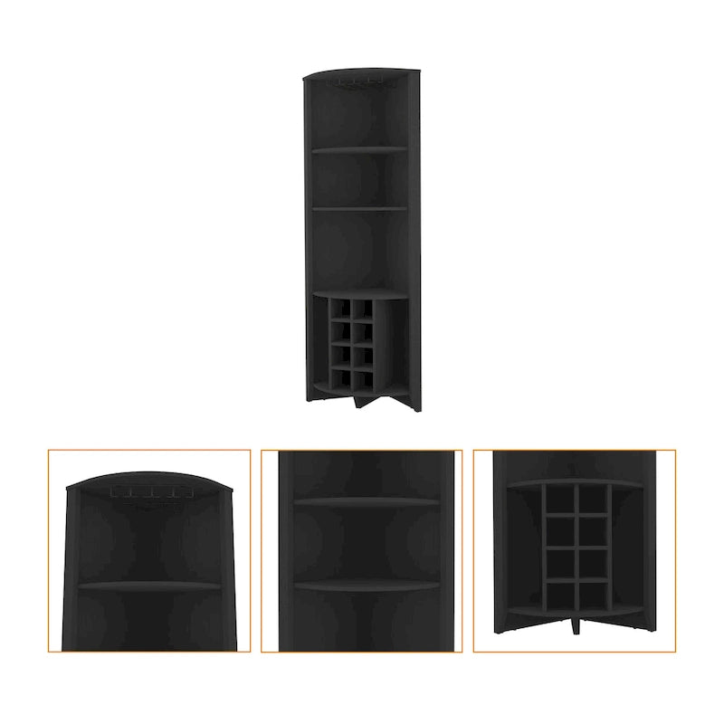 71" Zwart houten hoekbarkast