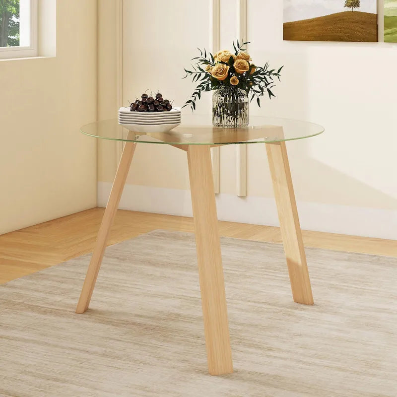 Ronde glazen eettafel van 36 inch voor 4 personen