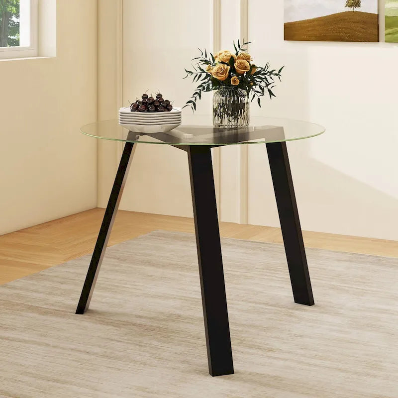 Ronde glazen eettafel van 36 inch voor 4 personen