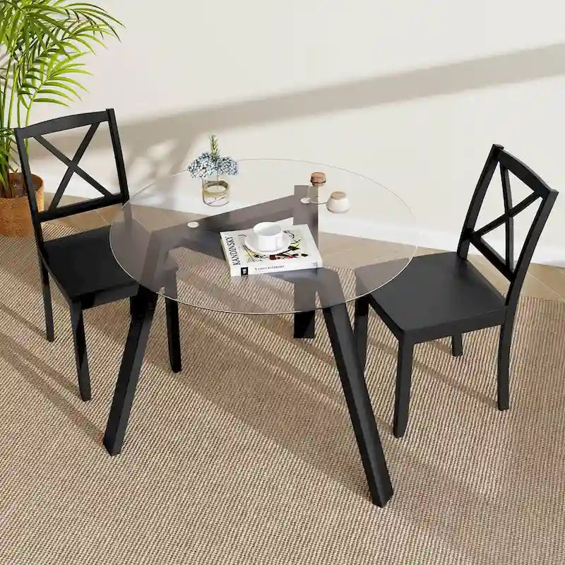Ronde glazen eettafel van 36 inch voor 4 personen