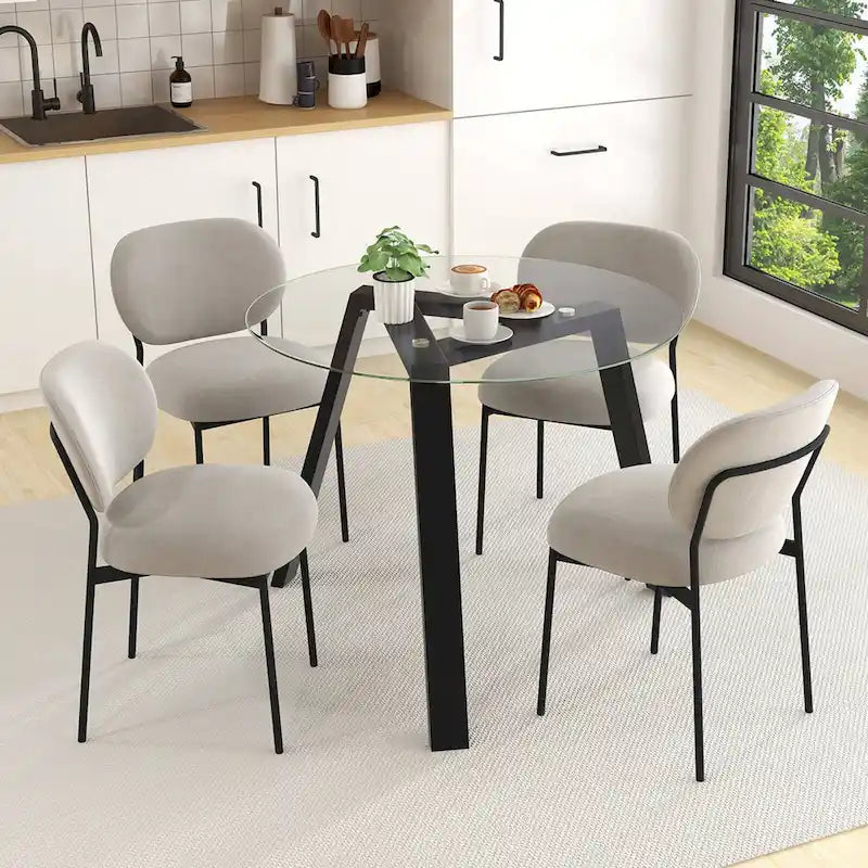Ronde glazen eettafel van 36 inch voor 4 personen