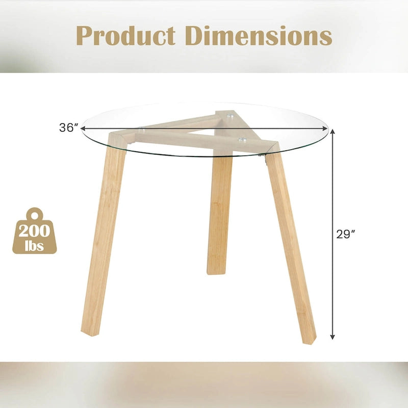 Ronde glazen eettafel van 36 inch voor 4 personen