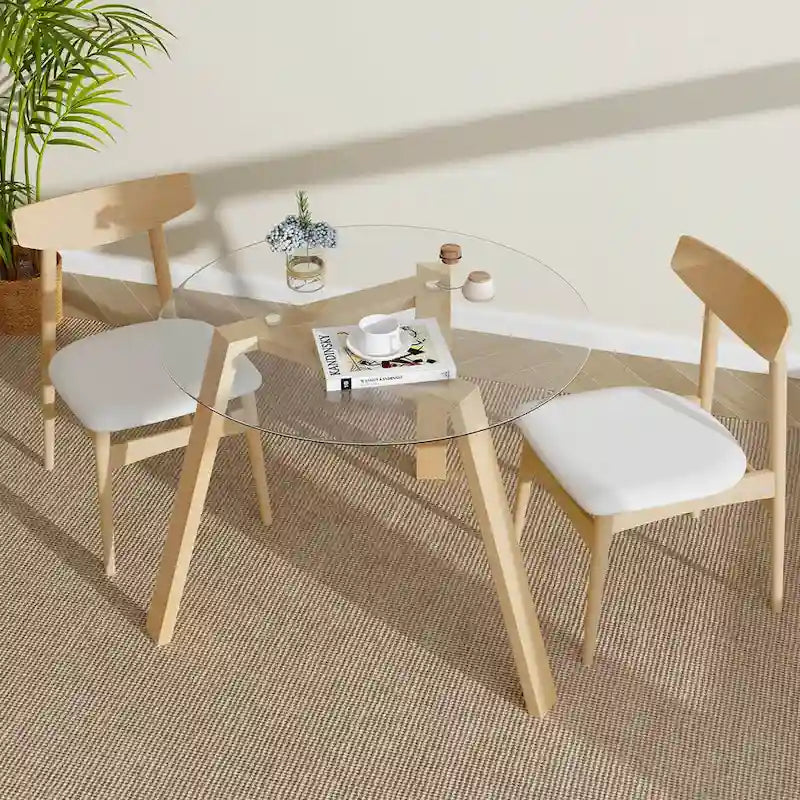 Ronde glazen eettafel van 36 inch voor 4 personen