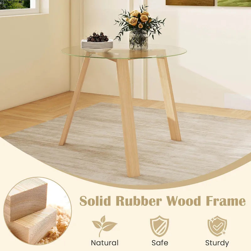 Ronde glazen eettafel van 36 inch voor 4 personen