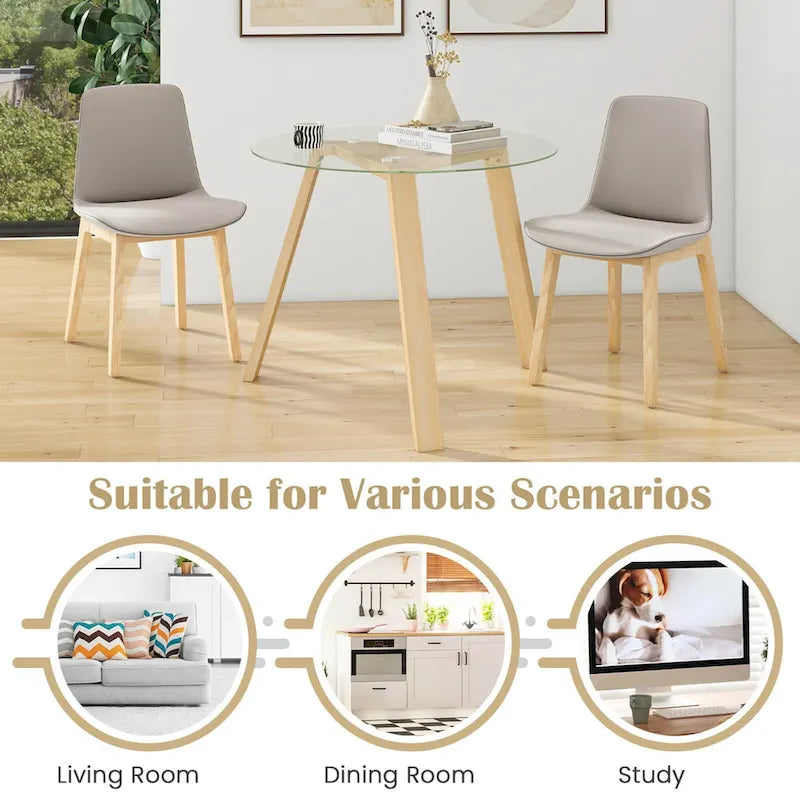 Ronde glazen eettafel van 36 inch voor 4 personen