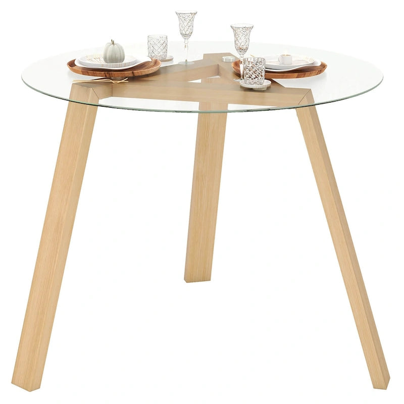 Ronde glazen eettafel van 36 inch voor 4 personen