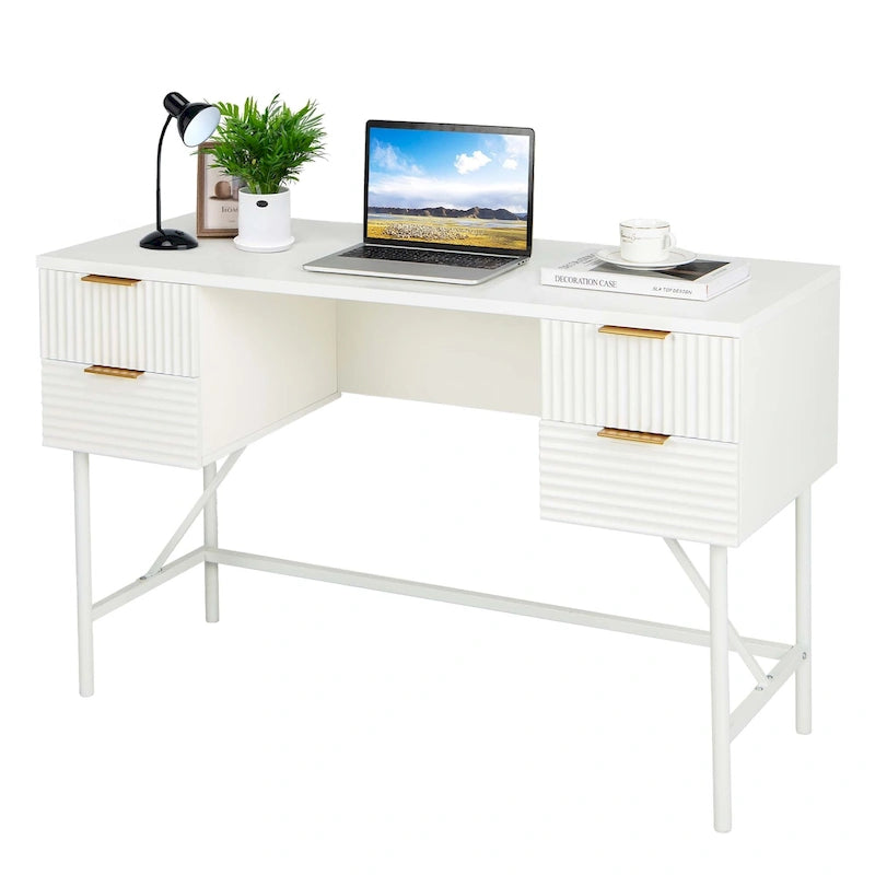 Computerbureau van 122 cm met 4 laden en metalen frame