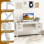 Computerbureau van 122 cm met 4 laden en metalen frame