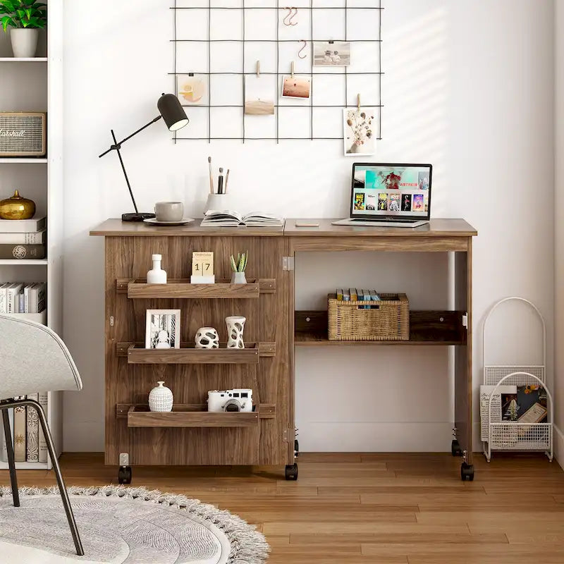 Opvouwbare Naai- en Hobbytafel met Plank en Opbergkast