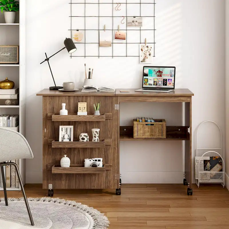 Opvouwbare Naai- en Hobbytafel met Plank en Opbergkast