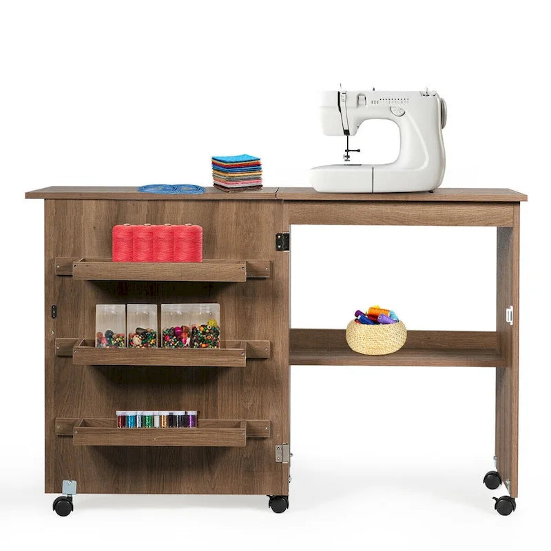 Opvouwbare Naai- en Hobbytafel met Plank en Opbergkast