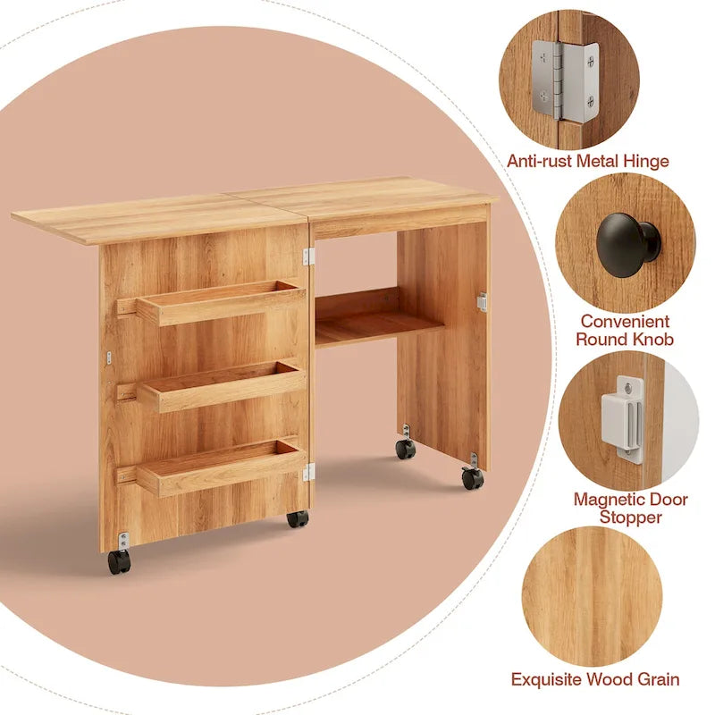 Opvouwbare Naai- en Hobbytafel met Plank en Opbergkast