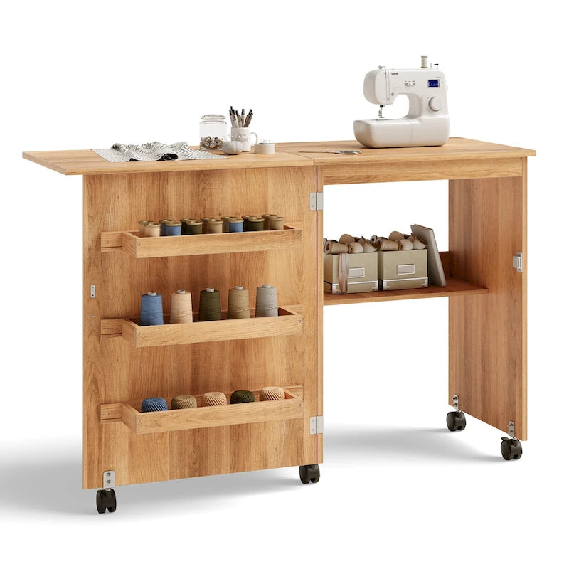 Opvouwbare Naai- en Hobbytafel met Plank en Opbergkast