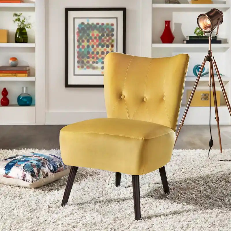 22,5 inch brede gestoffeerde fluwelen accentstoel