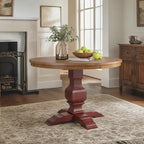 Tweekleurige ronde eettafel met massief houten blad