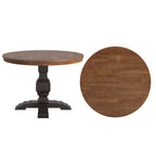 Tweekleurige ronde eettafel met massief houten blad