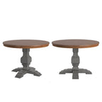 Tweekleurige ronde eettafel met massief houten blad