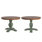 Tweekleurige ronde eettafel met massief houten blad