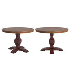 Tweekleurige ronde eettafel met massief houten blad