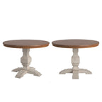 Tweekleurige ronde eettafel met massief houten blad