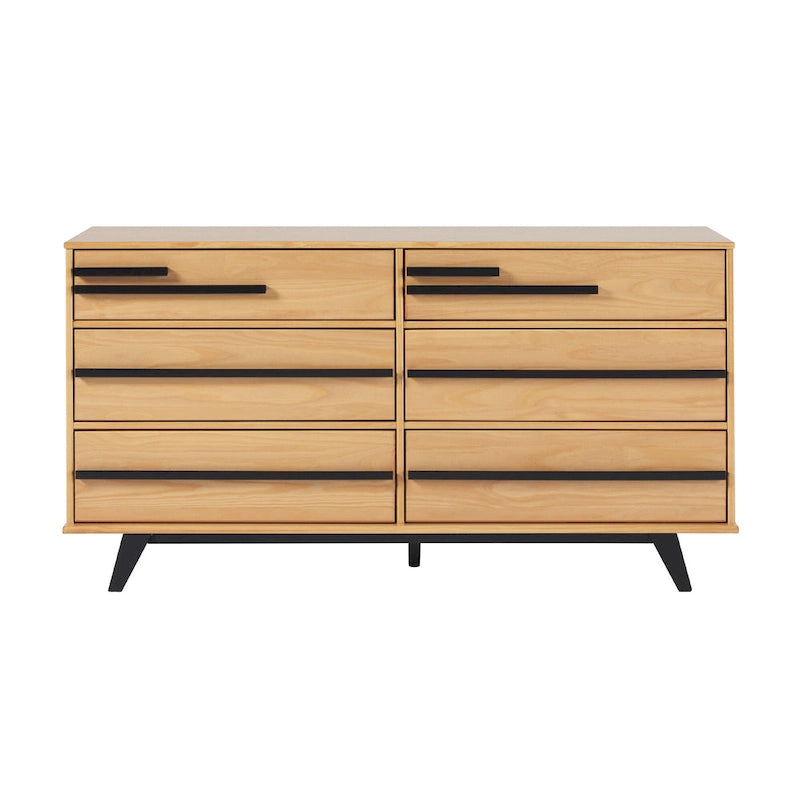 Moderne massief houten ladekast met 6 laden