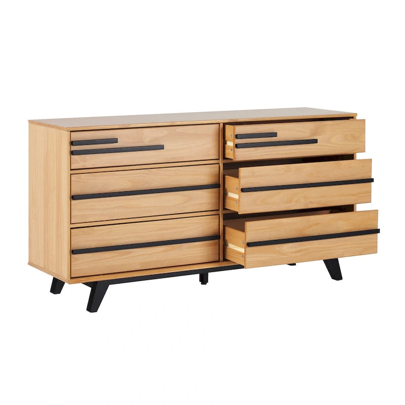 Moderne massief houten ladekast met 6 laden