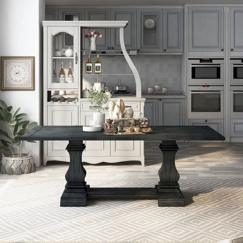 Traditionele Antieke Zwarte Eettafel van 213 cm