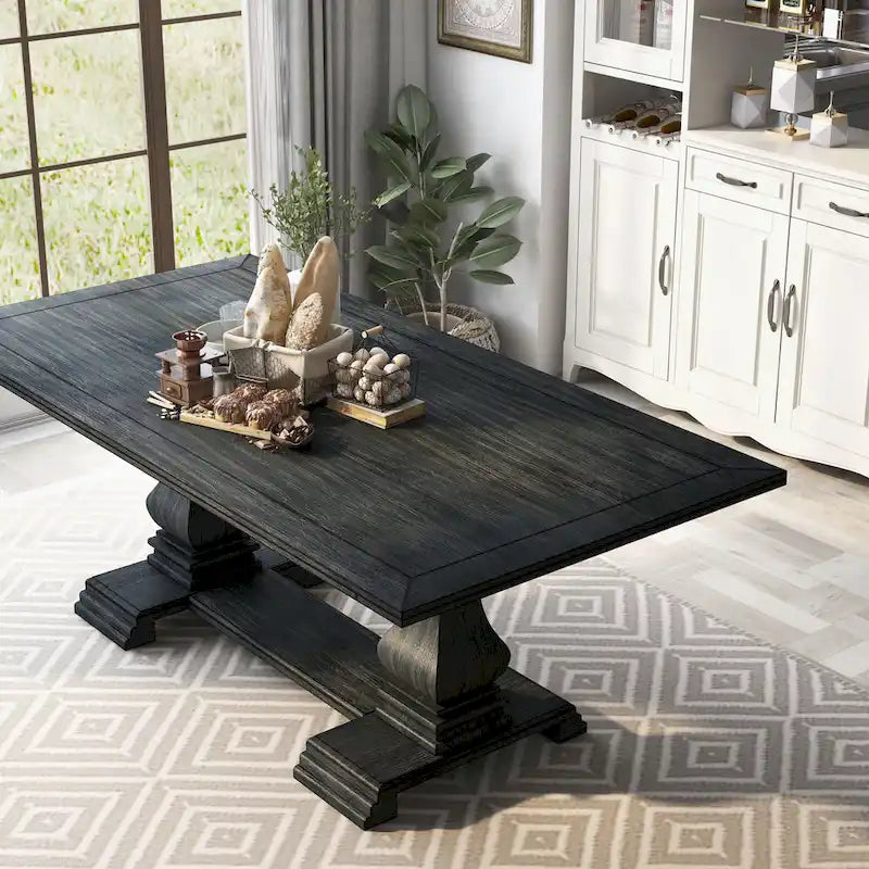 Traditionele Antieke Zwarte Eettafel van 213 cm