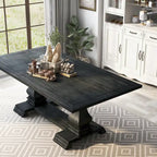 Traditionele Antieke Zwarte Eettafel van 213 cm