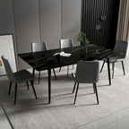 70,8 inch rechthoekige eettafel met gesinterd stenen blad en metalen poten