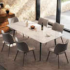 70,8 inch rechthoekige eettafel met gesinterd stenen blad en metalen poten