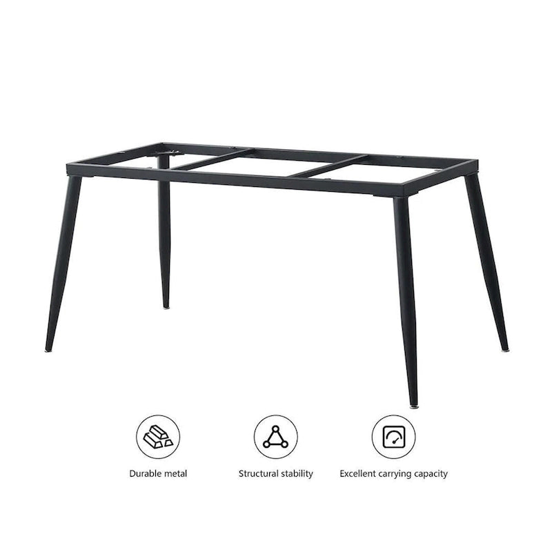 70,8 inch rechthoekige eettafel met gesinterd stenen blad en metalen poten