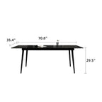 70,8 inch rechthoekige eettafel met gesinterd stenen blad en metalen poten