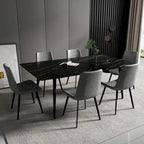 70,8 inch rechthoekige eettafel met gesinterd stenen blad en metalen poten