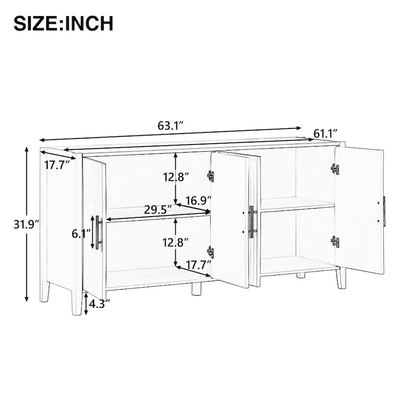 Accent opbergkast dressoir met metalen handgrepen