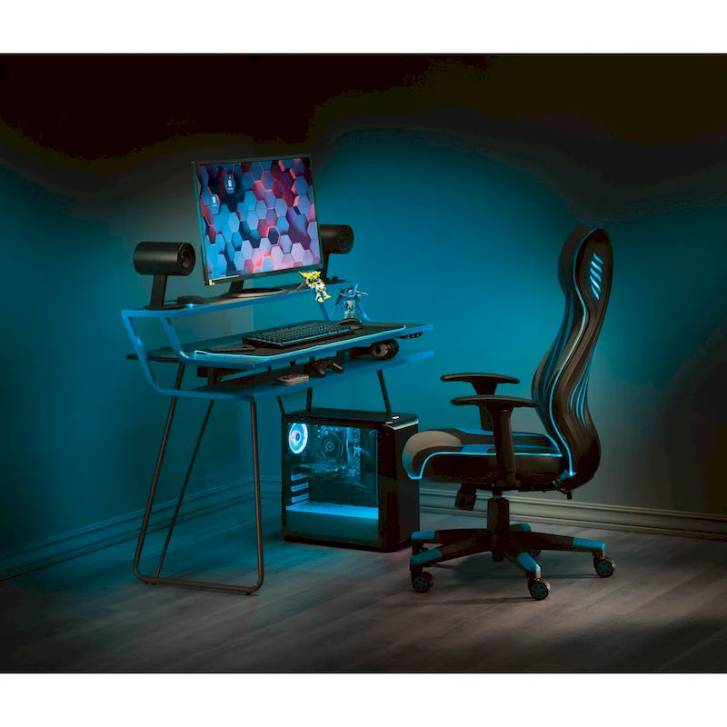 Gamingbureau met hoogteverstelling, ledverlichting en USB-hub
