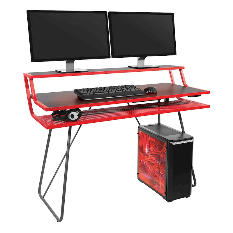 Gamingbureau met hoogteverstelling, ledverlichting en USB-hub