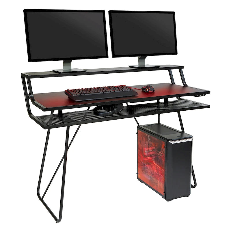 Gamingbureau met hoogteverstelling, ledverlichting en USB-hub