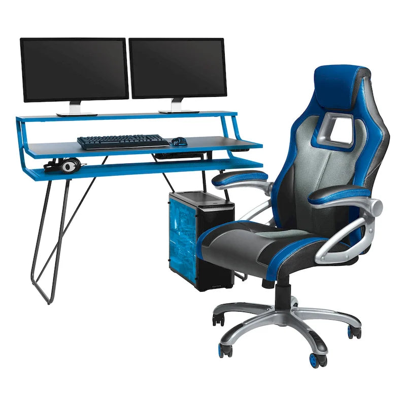 Gamingbureau met hoogteverstelling, ledverlichting en USB-hub