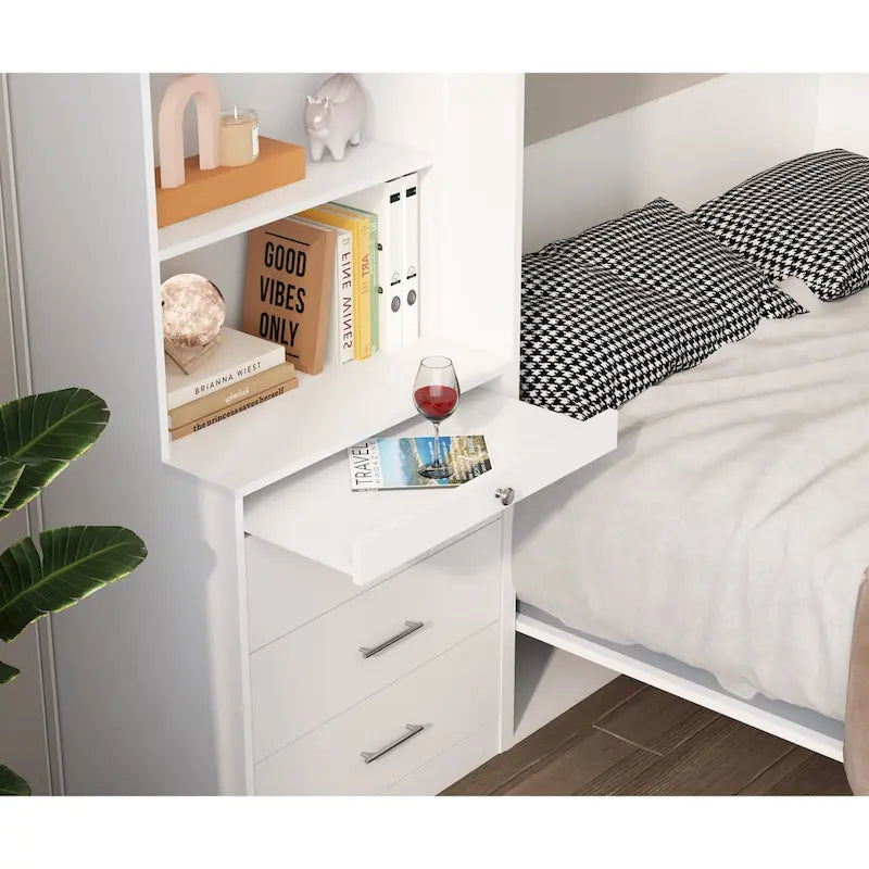 Verticaal Opklapbed met Planken en Laden