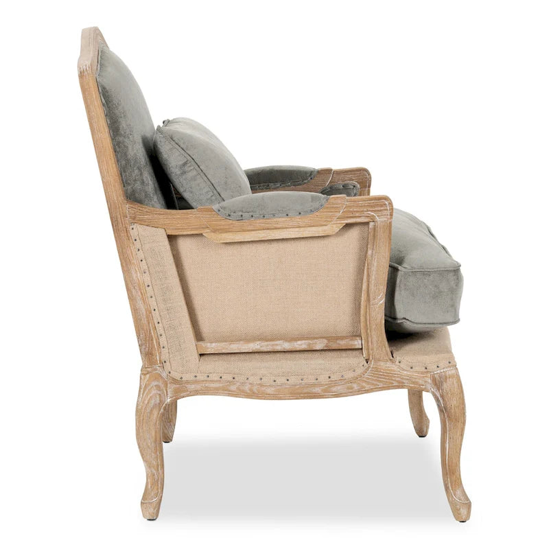 Gestoffeerde Grijze Accentfauteuil met Verweerde Houten Poten - 38Hx29Bx31D