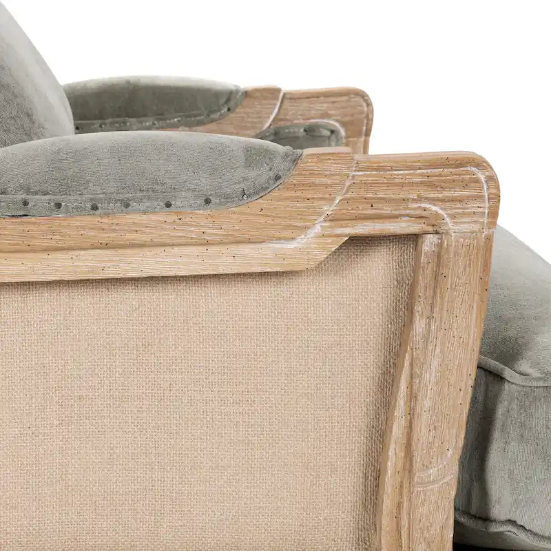 Gestoffeerde Grijze Accentfauteuil met Verweerde Houten Poten - 38Hx29Bx31D