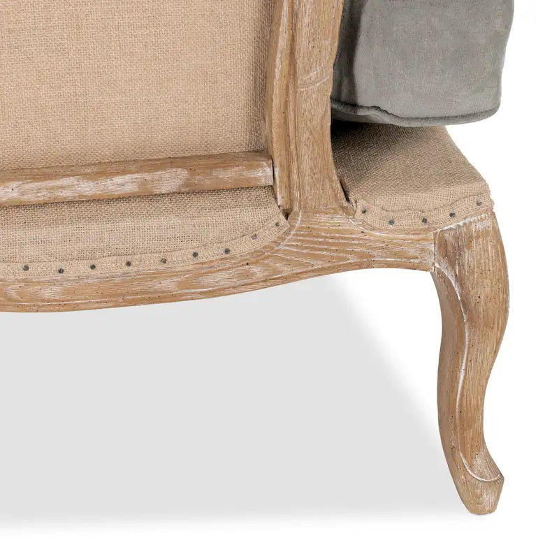 Gestoffeerde Grijze Accentfauteuil met Verweerde Houten Poten - 38Hx29Bx31D