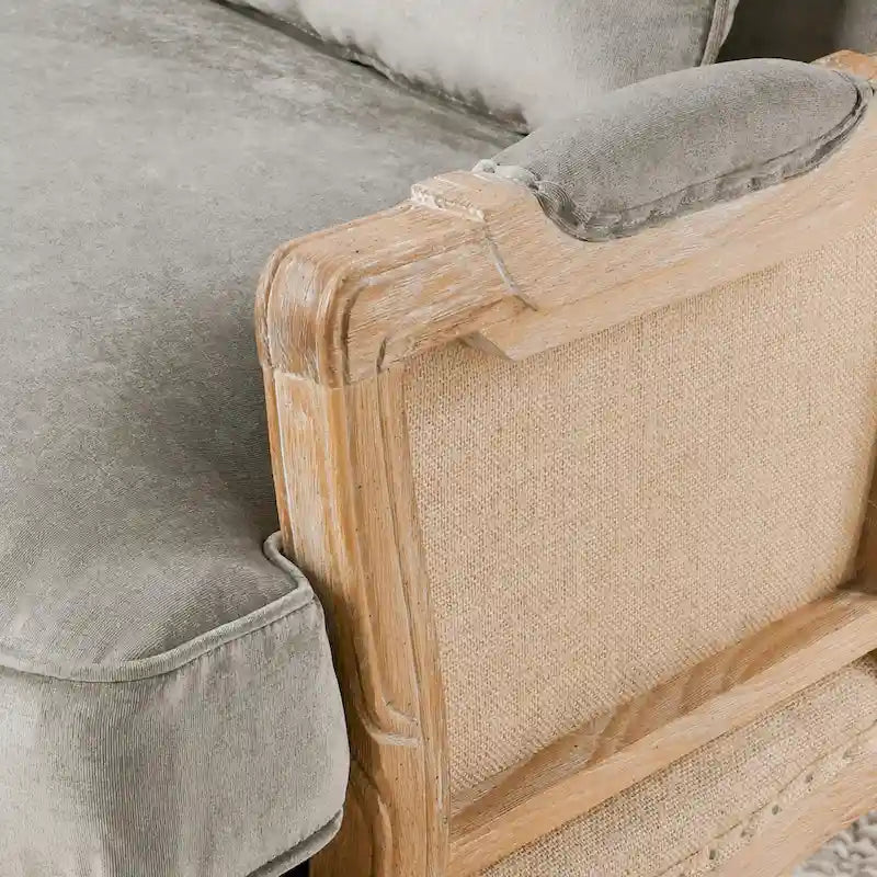 Gestoffeerde Grijze Accentfauteuil met Verweerde Houten Poten - 38Hx29Bx31D