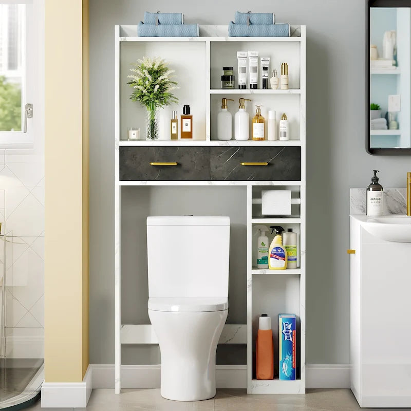 Boven toilet opbergkast met 2 lades en planken