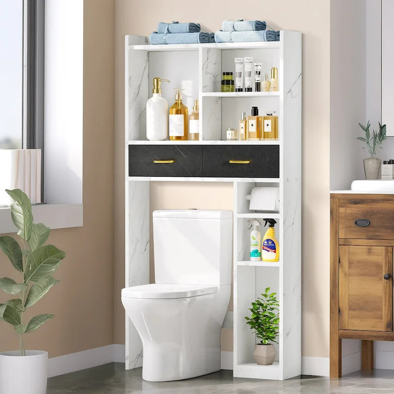 Boven toilet opbergkast met 2 lades en planken