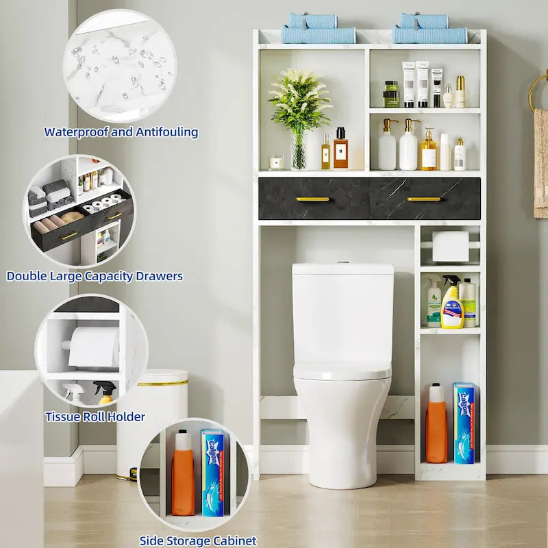 Boven toilet opbergkast met 2 lades en planken