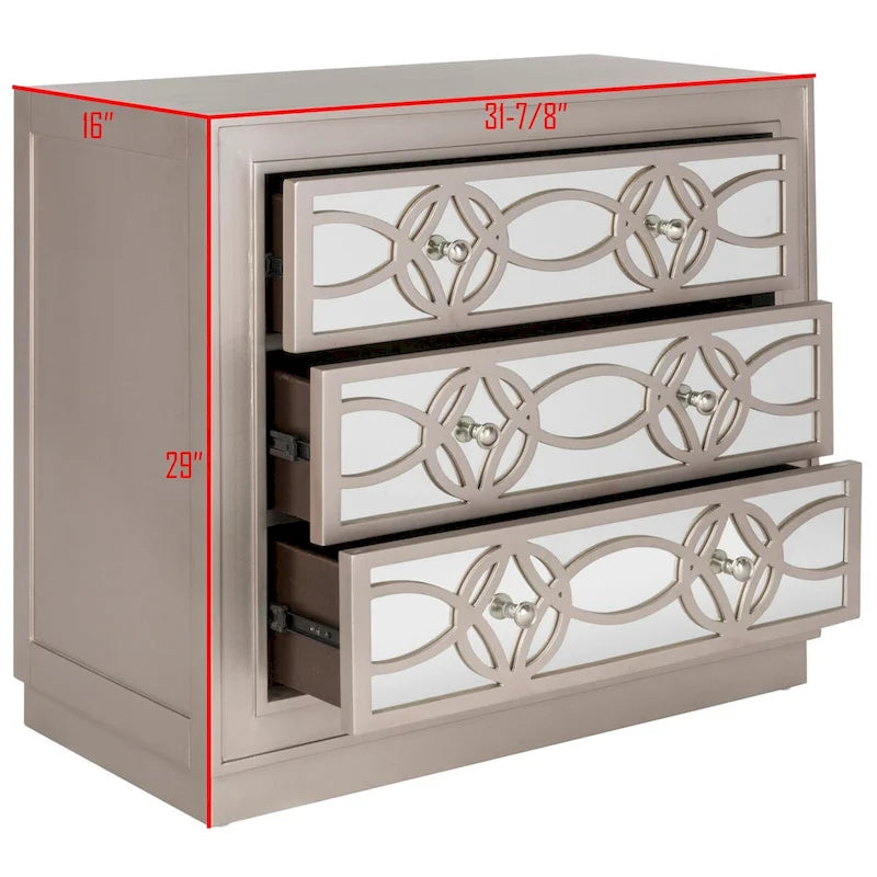 Nikkelle Opbergkist met 3 Laden - 81,3 cm B x 40,6 cm D x 73,7 cm H
