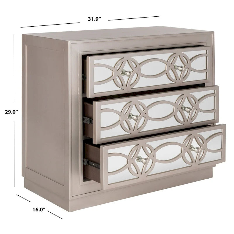 Nikkelle Opbergkist met 3 Laden - 81,3 cm B x 40,6 cm D x 73,7 cm H